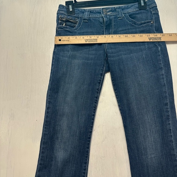 Cache Bootcut Jeans Size 2 Dark Wash Embellished Back Pockets Mid Rise - Picture 3 of 10